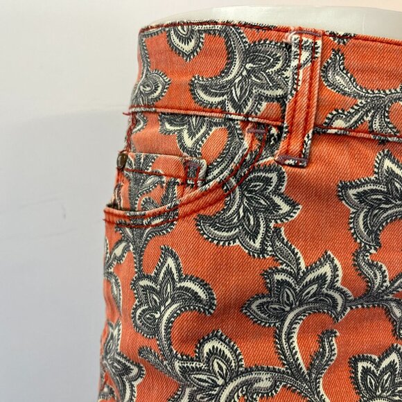 Pilcro and the Letterpress Women's Coral Paisley Denim Skirt - Size 27 - Picture 3 of 5